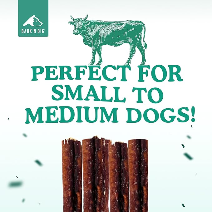 BARK'N BIG 6 Inch Odor Free Bully Sticks for Dogs Made in USA - Single Ingredient Dog Chew - Premium Pizzle Sticks - Beef Pizzles for Small and Medium Breeds - 12 Count