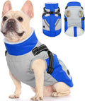 FUAMEY Dog Winter Jackets for Medium Dogs,Dog Coat with Harness Built in,Waterproof Dogs Snowsuits Warm Pet Jacket Zip Up Fleece Cold Weather Coats Reflective Puppy Vest with Pocket Blue M