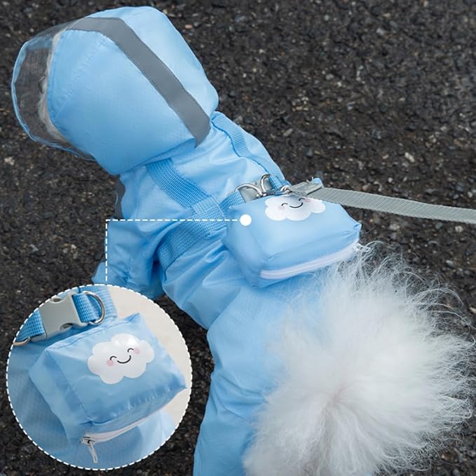 Full Coverage Small Dog Raincoat, Waterproof with Four-Leg Protection, Ideal for Teddy Bears, Includes Waterproof Mini Backpack (Yellow, Medium(Suggest Weight 5.5-8.8lb))