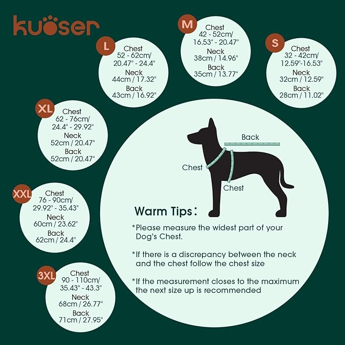 Kuoser Dog Coat, Extra Warm Dog Jacket Windproof Dogs Cold Weather Coats for Small Dogs, Fleece Lining Turtleneck Doggy Snowsuit Reflective Adjustable Pet Winter Clothes Christmas, Blue S
