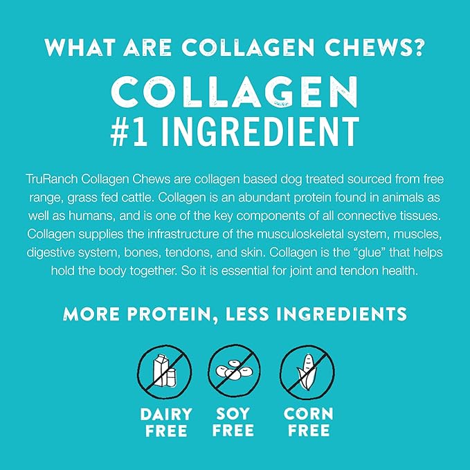TRURANCH Collagen Chips - Collagen Dog Treats - Long Lasting Healthy Joint Support - Rawhide Alternative Chips - Skin & Coat Health - Made with Real Peanut Butter, Value Pack, 3 Bag, 1.5 lbs