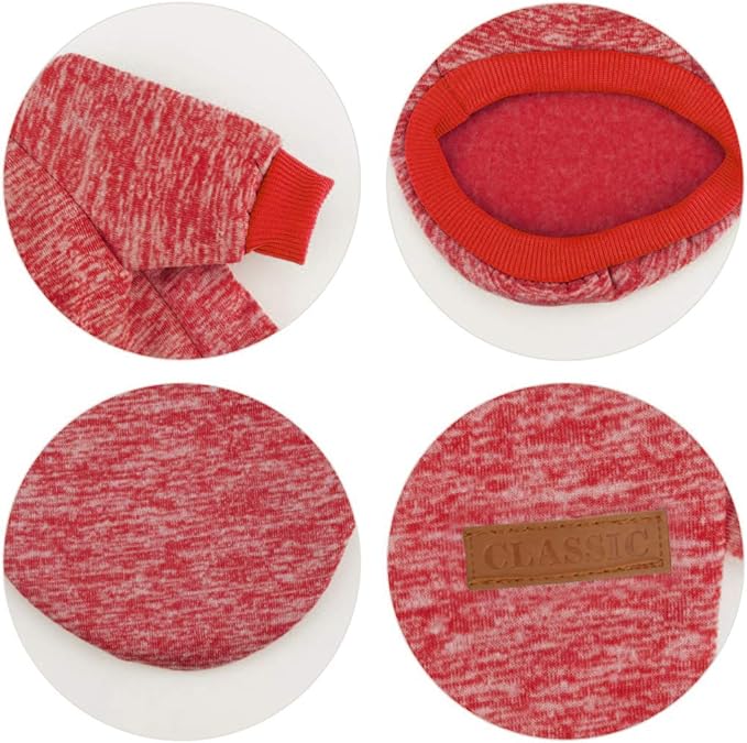 Idepet Pet Dog Classic Knitwear Sweater Fleece Coat Soft Thickening Warm Pup Dogs Shirt Winter Pet Dog Cat Clothes Puppy Customes Clothing for Small Dogs(L,Orange Red)