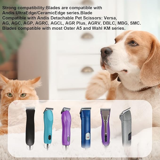 3 Pack 10 Blade Dog Grooming Blades Compatible with Andis Clippers/Oster A5/Wahl KM,Detachable Stainless Steel Blade,Size-10, 1/16-Inch Cut Length