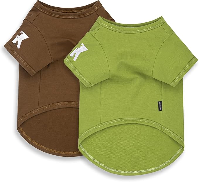 Koneseve Dog Shirts 2 Pack Soft Comfortable Clothes for Small Medium Dogs Brown & Avocado Green 3XL