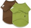 Koneseve Dog Shirts 2 Pack Soft Tee Comfortable Pet Clothes for Small Pets Brown & Avocado Green S