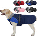 Nanaki Large Dog Coat for Winter Waterproof, Warm Fleece Lining Reflective Large Dog Jacket with Leash Hole, Furry Collar Cold Weather Puppy Vest Outdoor Walking Hunting Easy On Pet Snowsuit Blue 2XL