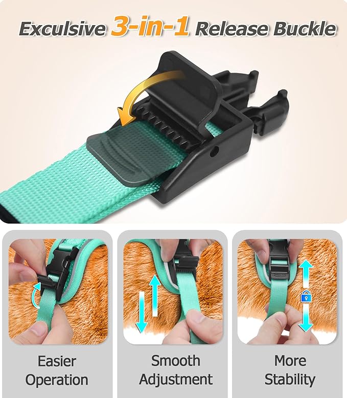 Halypet Cat Harness and Leash Set [MAX Safety 4th-Gen Upgrade] Escape Proof Adjustable Cat Leash Comfortable Soft Vest Easy to Wear Kitten Harness with Reflective Strip for Cats Walking, M Green