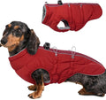 Medium Dog Coat Dog Winter Jacket,Warm Zip Up Snowsuit Dog Harness Vest Reflective Water-Resistant Dog Coat Dog Snow Jacket for Medium Dogs Jack Russell, Mini Schnauzer, Red