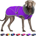 Dogcheer Dog Coat, Waterproof Dog Jacket Reflective Pet Winter Coat with Adjustable Hook & Loop, Christmas Puppy Fleece Jacket Warm Turtleneck Snowsuit for Small Medium Large Dogs - Purple, 2XL