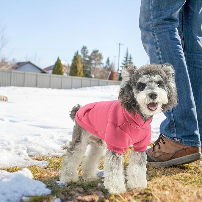 SCENEREAL Dog Hoodie Sweaters for Small Medium Large Size Dogs, Fleece Dog Sweatshirt with Hat and Pocket,Soft Cold Winter All Weather Dog Clothes for S to XL Sized Dogs, Pink L
