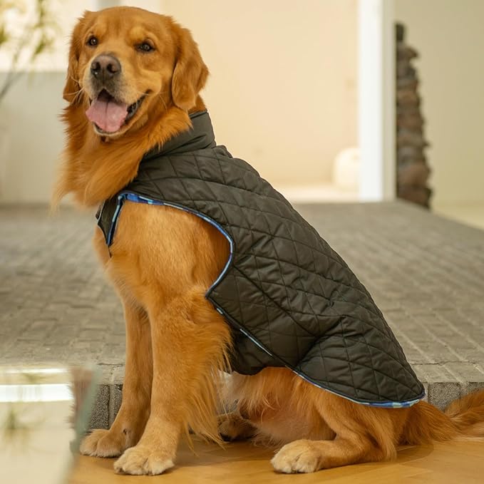CuteBone Winter Dog Jacket - Waterproof, Windproof, Reversible, Thick Soft Coat with Leash Hole for Small to Large Dogs