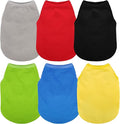 Paiaite 6 Pieces Plain Dog Shirt Sleeveless Puppy Cotton Dog Shirts Breathable Pet Apparel Tank Top Colorful Puppy Sweatshirt Clothes for Small Medium Dogs L