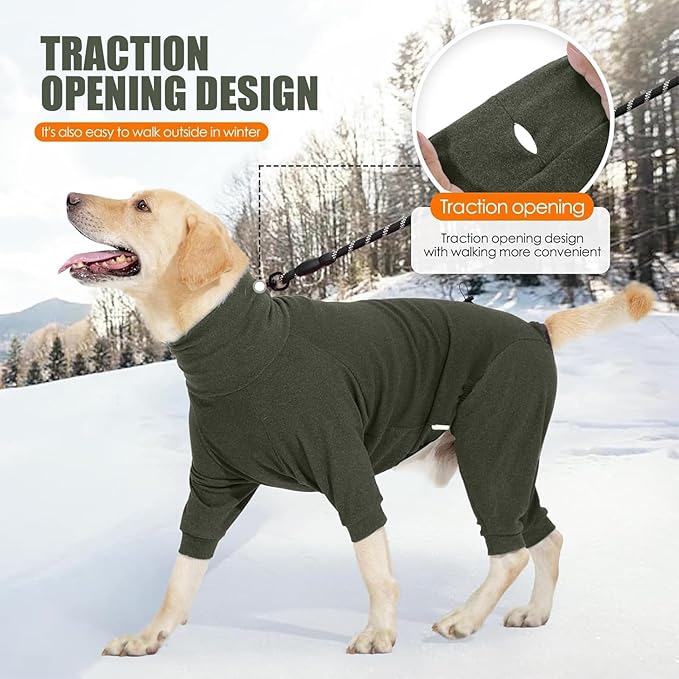 Dog Winter Coat,Full Body Pajamas Onesie Warm Dog Cold Weather Jacket,4-Legged Onesie Jumpsuit,High Collar Snowsuit Sweater for Walking, Hiking, Travel, Home Wear