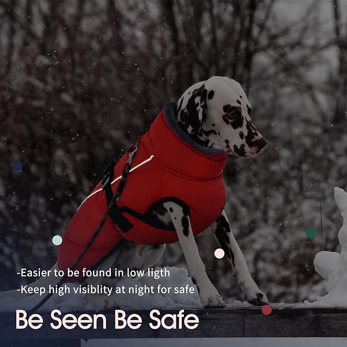 IECOii Extra Warm Dog Coat - Reflective Adjustable Jacket With Buckle Fleece Turtleneck for Cold Weather - Soft Winter Coat for Small Medium Extra Large Dogs
