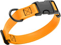 Dogline Biothane Waterproof Dog Collar with Quick Release Buckle Strong Coated Nylon Webbing with Odor- Proof for Easy Care Easy to Clean Fits Small Medium Large Dogs, Tangerine Orange 1" W 15-23" L