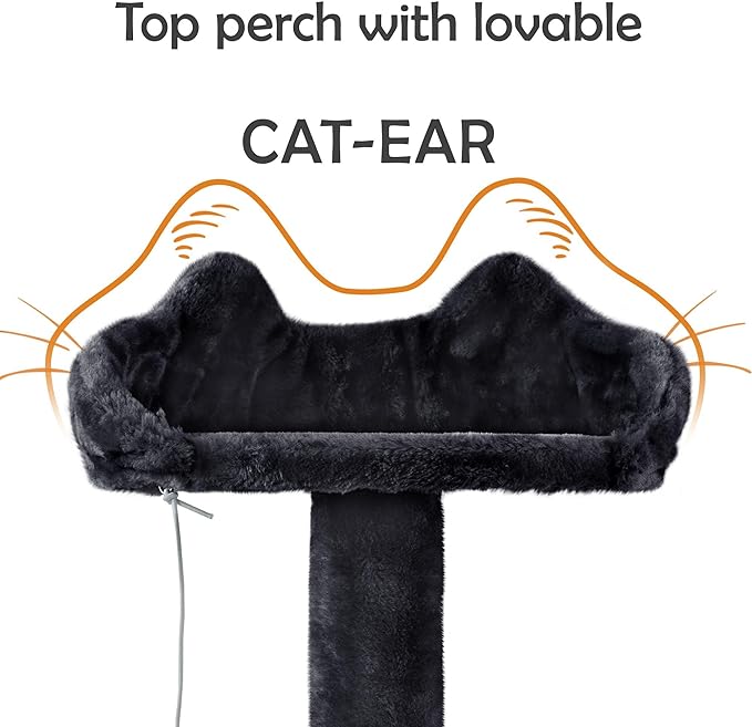 Yaheetech 62in Cat Tree Tower for Indoor Cats, Furniture w/Double Condo, Scratching Posts, Multiple Platforms and Balls for Kittens, Black