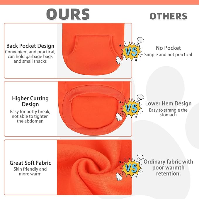 KOOLTAIL Basic Fall Dog Hoodie - Soft & Warm Dog Hoodie Sweater with Leash Hole and Pocket, Pet Winter Coat, Cold Weather Clothes Sweatshirt for Small Medium Large Dogs Puppy Cat Boys Girls,Orange XXL