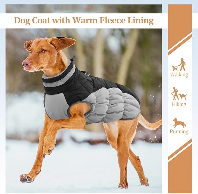 Small Dog Coat,Dog Jackets for Small Dogs,Warm Winter Jacket, Puppy Coat with Harness Built in,Waterproof Dogs Jacket,Puppy Cold Weather Coats,Winter Clothes Snowsuit Shih Tzu Bichon,Black