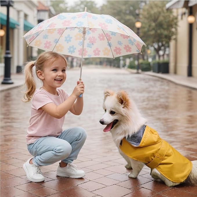 Dog Raincoat Dog Rain Jacket Poncho Waterproof Pet Rain Suit Double Layer Breathable Lining Hooded Leash Hole Adjustable Puppy Small Medium Dogs,Yellow,L