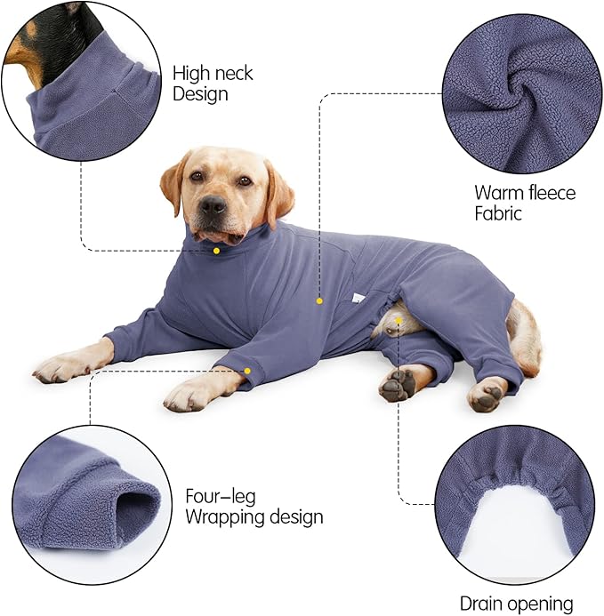 Dog Winter Coat,Warm Dog Jacket,Puppy Polar Fleece High Collar Full Body Snowsuit,Comfort Windproof Sweater(Grey,XXL)