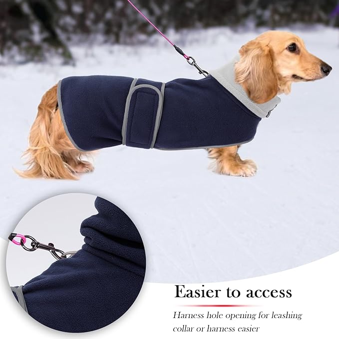 Geyecete Dachshund Sweaters for Dogs,Dog Jacket,Dachshund Coat Perfect Dog Winter Coat with Padded Fleece Lining and high Collar,Snowsuit with Adjustable Bands Sizes-Navy-M