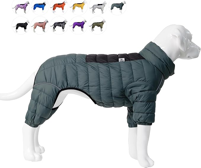 ArmyGreen Dog Jumper, Windproof, Reflective - Dirigible Winter Jacket for S, M, L - Zip, Adjustable Sizes