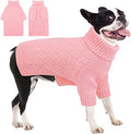 AOFITEE Dog Sweater, Warm Dog Sweaters for Large Dogs, Soft Dogs Christmas Sweater, Turtleneck Girl Pet Pullover, French Bulldog Sweaters, Female Pet Sweatshirt Knitwear for Winter Fall (Pink Large)