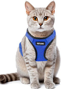 Cat Harness Escape Proof with Leash for Walking, Travel Vest Soft Chest Support, Adjustable Size, Escape Proof Soft Adjustable Vest Harnesses, Breathable, Kittens, Small Dogs (美/背縄/藍1/XS)