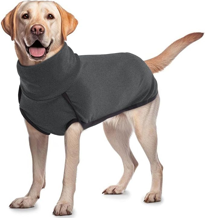 ROZKITCH Soft Dog Sweater Pullover Pajamas, Pet Windproof Warm Cold Weather Jacket Vest Cozy Jumpsuit Apparel Outfit Clothes for Walking Hiking Travel Sleep Black M