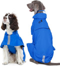 Kuoser Dog Raincoat, Waterproof Dog Rain Jacket with Clear Hooded Double Layer, Lightweight Reflective Dogs Rain Coat with Adjustable Belly Strap, Rain Coats for Medium Large Dogs Outdoor Wear, Blue L