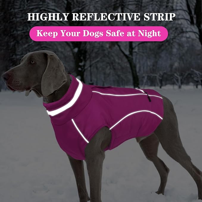Doglay Dog Winter Coat, Waterproof Dog Jacket with Pocket, Reflective Turtleneck Pet Winter Jackets, Warm Puppy Snow Jacket for Small Medium Large Dogs