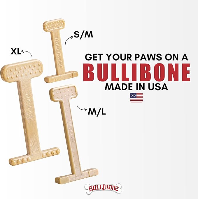 Bullibone Nylon Dog Chew Toy Nylon Bone - Improves Dental Hygiene, Easy to Grip Bottom, and Permeated with Flavor (Peanut Butter, XL - 2 Pack)