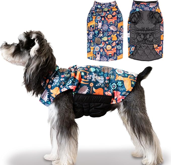 CuteBone Winter Dog Jacket, Reversible Dog Vest - Windproof & Waterproof, Thick Adjustable, Small to Large Sizes, Soft Winter Coat with Leash Hole