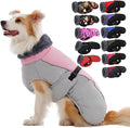 IECOii Extra Warm Dog Jackets for Large Dogs, Insulated Thermal Fleece Vest for Winter, Waterproof Reflective XL Dog Coat with Fur Collar, Windproof Cold Weater Clothes with Leash Hole, Pink, XL