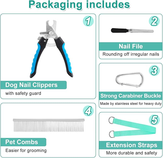 Dog Grooming Hammock, Dog Grooming Harness for Small Dogs, Dog Hanging Harness for Nail Trimming with Pet Nail Clippers Nail Trimmers Grooming Scissors, Dog Grooming Sling
