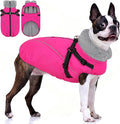 AOFITEE Dog Winter Coat, Waterproof Dog Jacket with Harness Built in, Warm Fleece Dogs Coats for Medium Dogs, Reflective Cozy Thermal Pet Puffer Jacket Snowsuit with Zipper & Furry Collar, Pink M