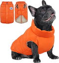 Kuoser Dog Coat Puffer Vest, Warm Dog Jacket Windproof Dogs Cold Weather Coats Pet Snowsuit Padded Vests, Lightweight Puppy Winter Clothes for Small Dogs, Button Design, Easy On/Off, Orange S