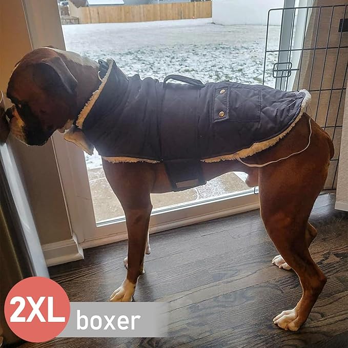 KYEESE Dog Coat Windproof Pet Sweater with Fleece Lined Thick Dog Coats for Medium Dogs Warm Pet Winter Puffer Coat with Leash Hole Waterproof Pets Clothes for Cold Weather Dogs Jacket with Pocket