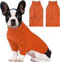 Small Dog Thermal Pullover Sweater, Classic Turtleneck Cable Knitwear Dog Clothes for Cold Weather Warm Pet Clothes for Chihuahua, Bulldog, Dachshund, Pug Orange XX-Large