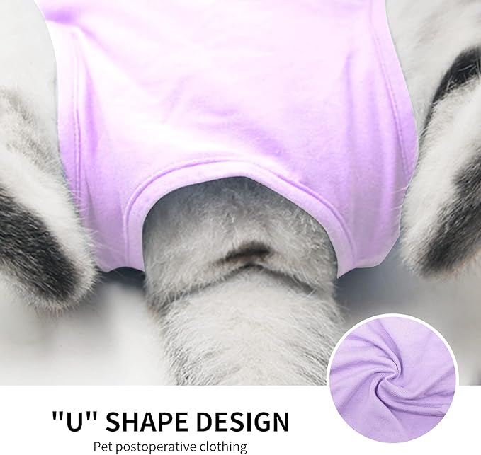 Kitten Onesies,Cat Recovery Suit for Abdominal Wounds or Skin Diseases,After Surgery Wear Anti Licking Wounds,Breathable E-Collar Alternative for Cat Purple S