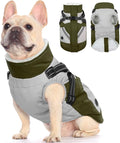 FUAMEY Dog Winter Jackets for Medium Dogs,Dog Coat with Harness Built in,Waterproof Dogs Snowsuits Warm Pet Jacket Zip Up Fleece Cold Weather Coats Reflective Puppy Vest with Pocket Green M