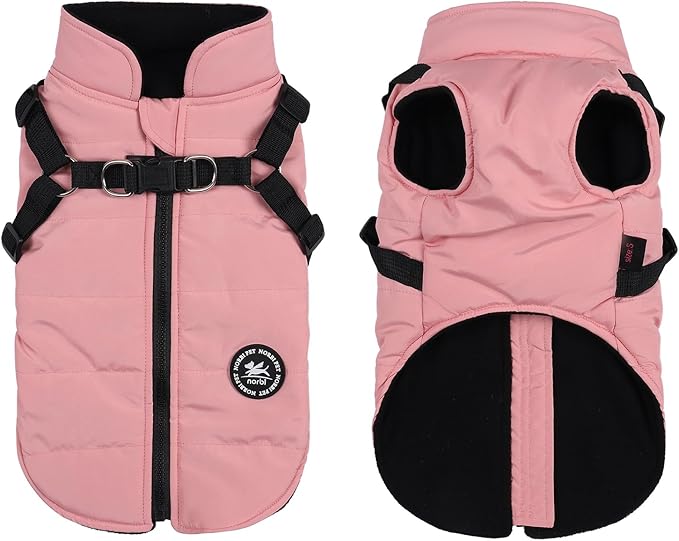 Norbi Dog Winter Coat - Built-in Harness, Adjustable Warm Jacket for Small to Large Dogs - Perfect for Cold Weather