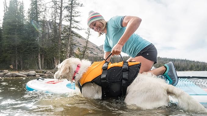 Stunt Puppy Float Doggy Life Jacket, Ergonomic Dog Life Vest for Swimming, Patented Design for Secure Fit, Medium, Red