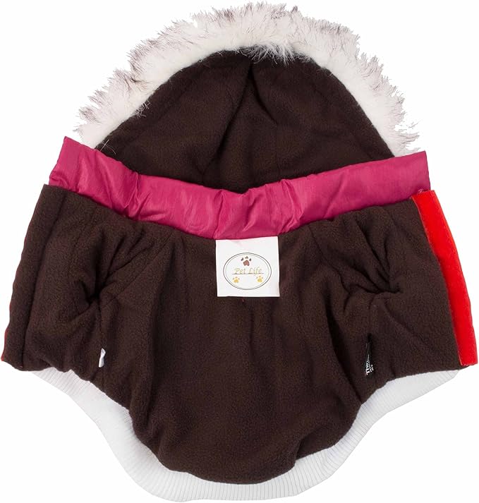 PET LIFE Classic Metallic Fashion Pet Dog Coat Jacket Parka w/ 3M Insulation and Removable Hood, Medium, Metallic Hot Pink