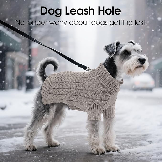SAWMONG Dog Sweater, Dog Sweaters for Medium Dogs Girls Boys, Pullover Turtleneck Knitted Doggy Sweatshirt, Cold Weather Pet Clothes（Grey, Medium