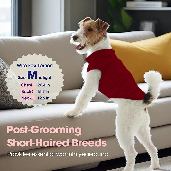 FUAMEY Dog Fleece Vest for Large Dogs,Warm Stretchy Dog Sweatshirts Pullover with Leash Hole Dogs Sweater Soft Pet Turtleneck Cozy Pet Vest Lightweight Sleeveless Red XXL