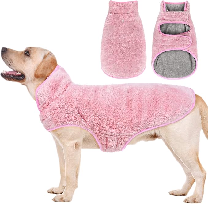 Malier Dog Winter Coat, Reversible Fleece Dog Cold Weather Coats, Windproof Warm Snow Puppy Jacket Vest Pet Clothes for Small Medium Large Dogs (Pink, X-Small)