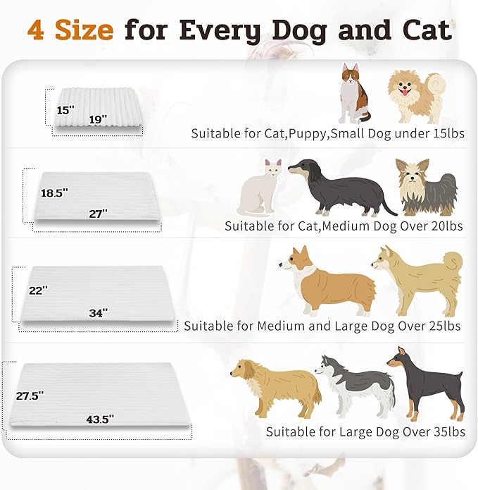 NWK Pack of 4 Fluffy Self Warming Cat Mat, Cat Blanket, Thermal Dog Mat, Washable, Non-Slip Bottom for Sofa & Crate & Kennel & Car Seat (Creamy White, Large (34'' X 22'' X 0.7''))