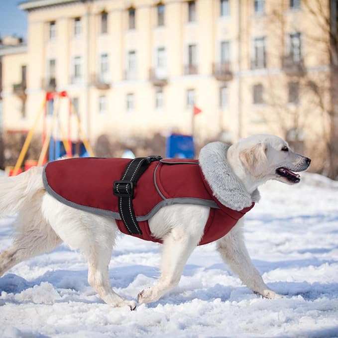 Lelepet Warm Dog Winter Coat Reflective Dog Jacket Fleece Vest Waterproof Windproof Cold Weather Coats with Adjustable Buckle Plush Turtleneck Pet Snowsuit for Small Medium Large Dogs,Yorshire,S