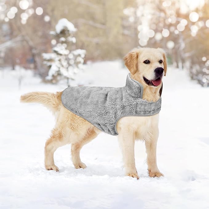 Malier Dog Winter Coat, Reversible Fleece Dog Cold Weather Coats, Windproof Warm Snow Puppy Jacket Vest Pet Clothes for Small Medium Large Dogs (Gray, Large)